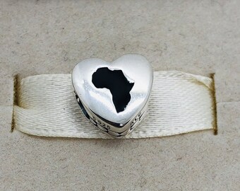 Pandora South Africa Charm Africa Map Heart Charm African Heart Bead Charm Travel Charm S925 Sterling Silver,For Braceletwith Gift Box