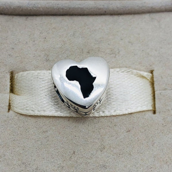 Pandora South Africa Charm Africa Map Heart Charm African Heart Bead Charm Travel Charm S925 Sterling Silver,For Braceletwith Gift Box