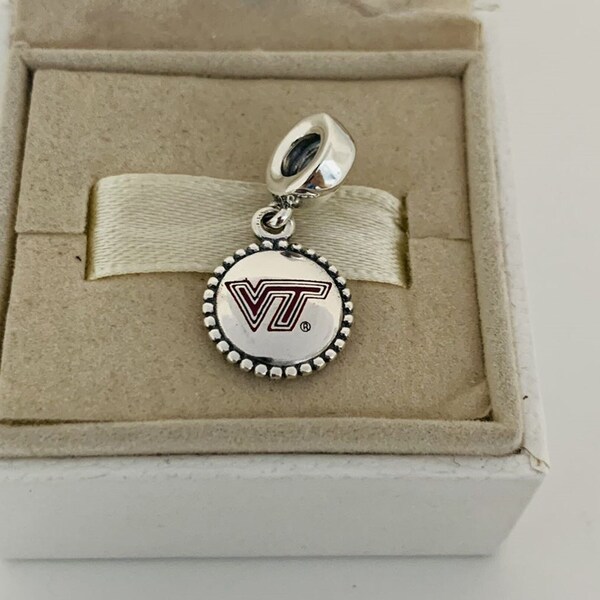 Pandora Virginia Tech University Dangle Charm |Virginia Tech Hokies Dangle Charm |Exclusive Dangle Charm Pendant/ S925 Sterling Silver