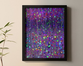Brainbow Cortex Art Print: Multicolor Neurons, Neurology Artwork