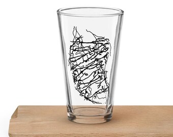 Cajal Superior Olivary Neurons Pint Glass – Vintage Auditory Brainstem Shaker 16oz