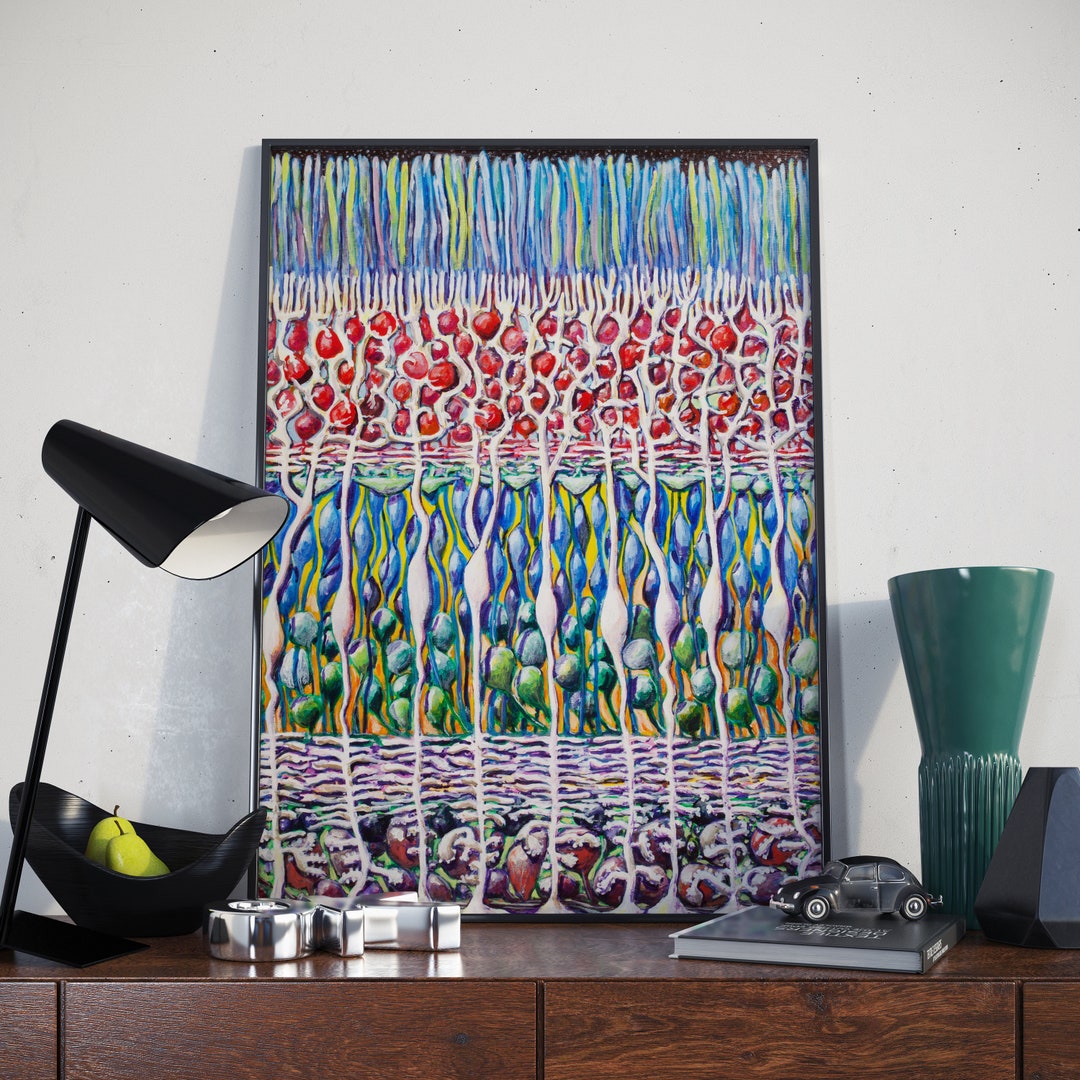 Neur Mural Neuron Art Print: Mueller Glial Cells Retinal Structure Art Print by ...