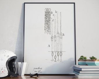 Cajal Pigeon Retina Art Print: Restored Neuron Cone Cells Illustration
