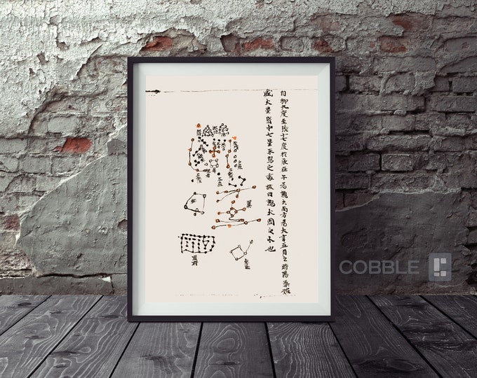 Dunhuang Star Map Restored Art Print - Lunar Month 8 - Ancient Chinese ...