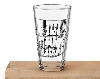 Cajal Retina Neurons Pint Glass – Vintage Neurology Shaker Glass 16oz