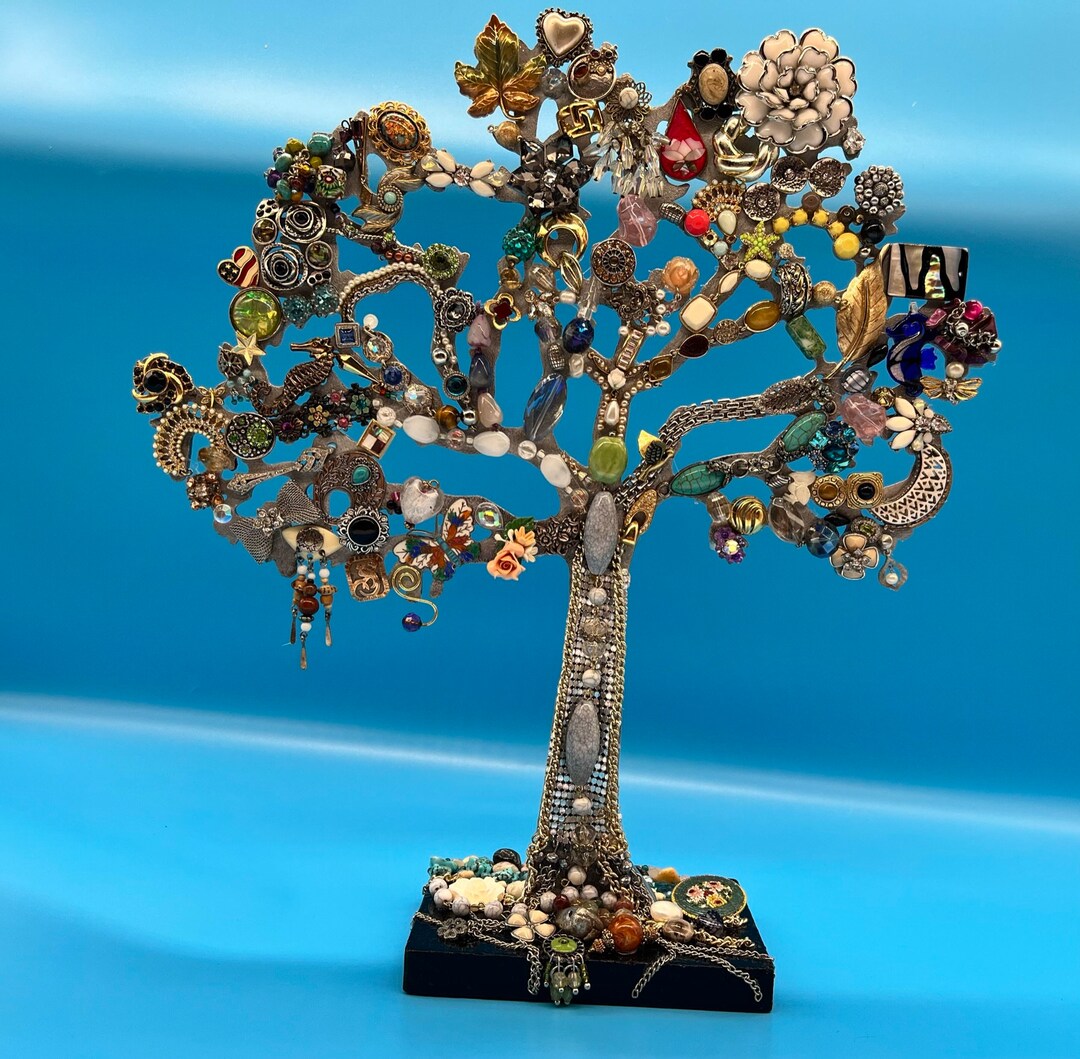 Unique Metal Tree of Life Standing on Black Base Hand Etsy