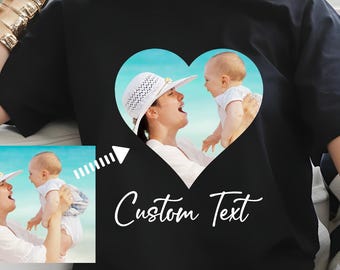 Custom Heart Photo T-Shirt, Personalized Family Picture Tee