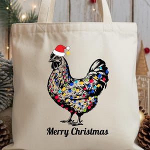 Chicken Tote Bag, Christmas Chicken Tote Bag, Cute Chicks Tote Bag, Chicken Lover Tote Bag, Cute Animal Tote, Christmas Mom Gift Chicken Bag