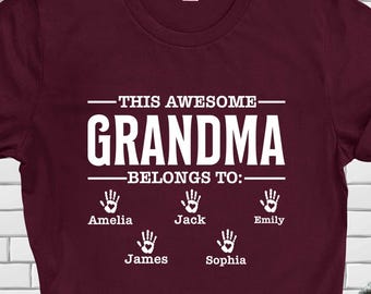 Personalized Grandma Shirt: Grandkids Names, Custom Christmas Tee
