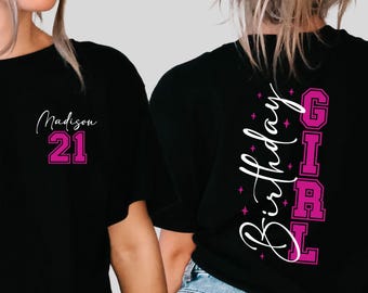 Personalized Birthday Girl Shirt: Custom Name & Age, 21st Birthday Gift