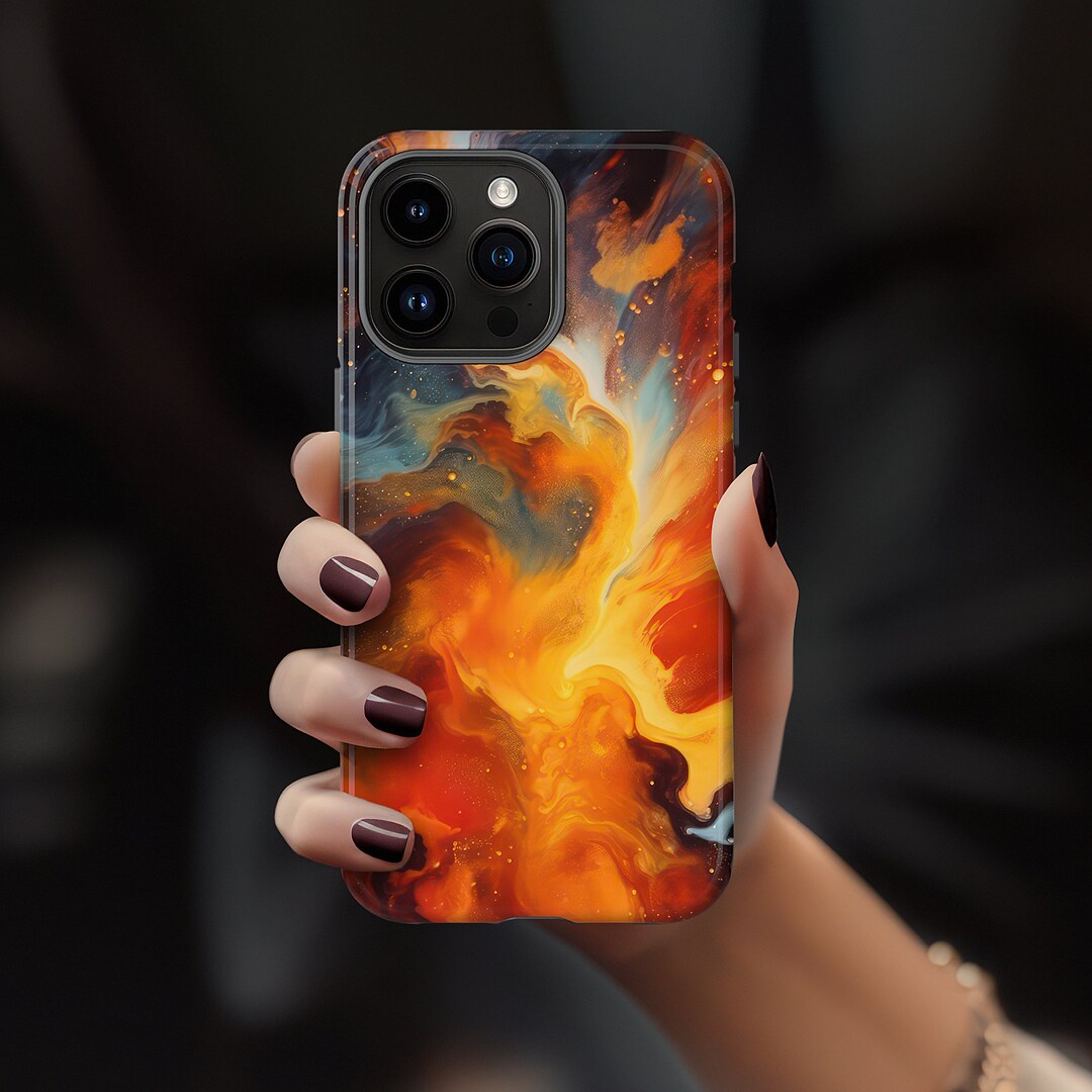 Lava Phone Case Marble Paint Swirl Phone Case Blue Green iPhone 15 14