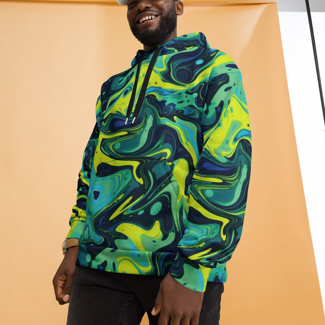 neon-green-yellow-paint-festival-unisex-hoodie-psychedelic-etsy