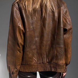 Women 80s Vintage Brown Oversized Jacket, Leather Jacket, Supple Leather Jacket, Classic Leather Jacket, Premium jacket image 5