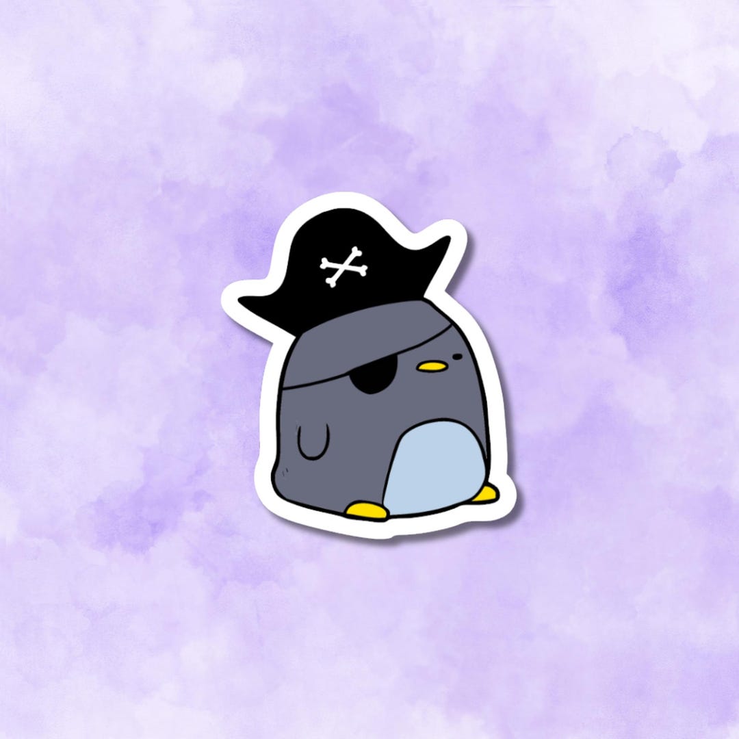 Clancy Penguin Pirate Sticker, Waterproof Vinyl Decal, Laptop Phone ...