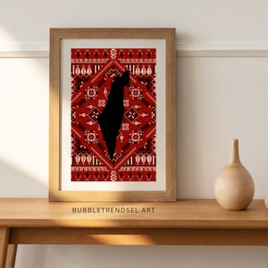 Palestine Tatreez Map Digital Wall Art Print