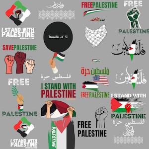 Free Palestine SVG Bundle of 18,Muslim freedom Palestine SVG free palestine shirt svg gaza free PNG free palestinian, Palestine map svg qods