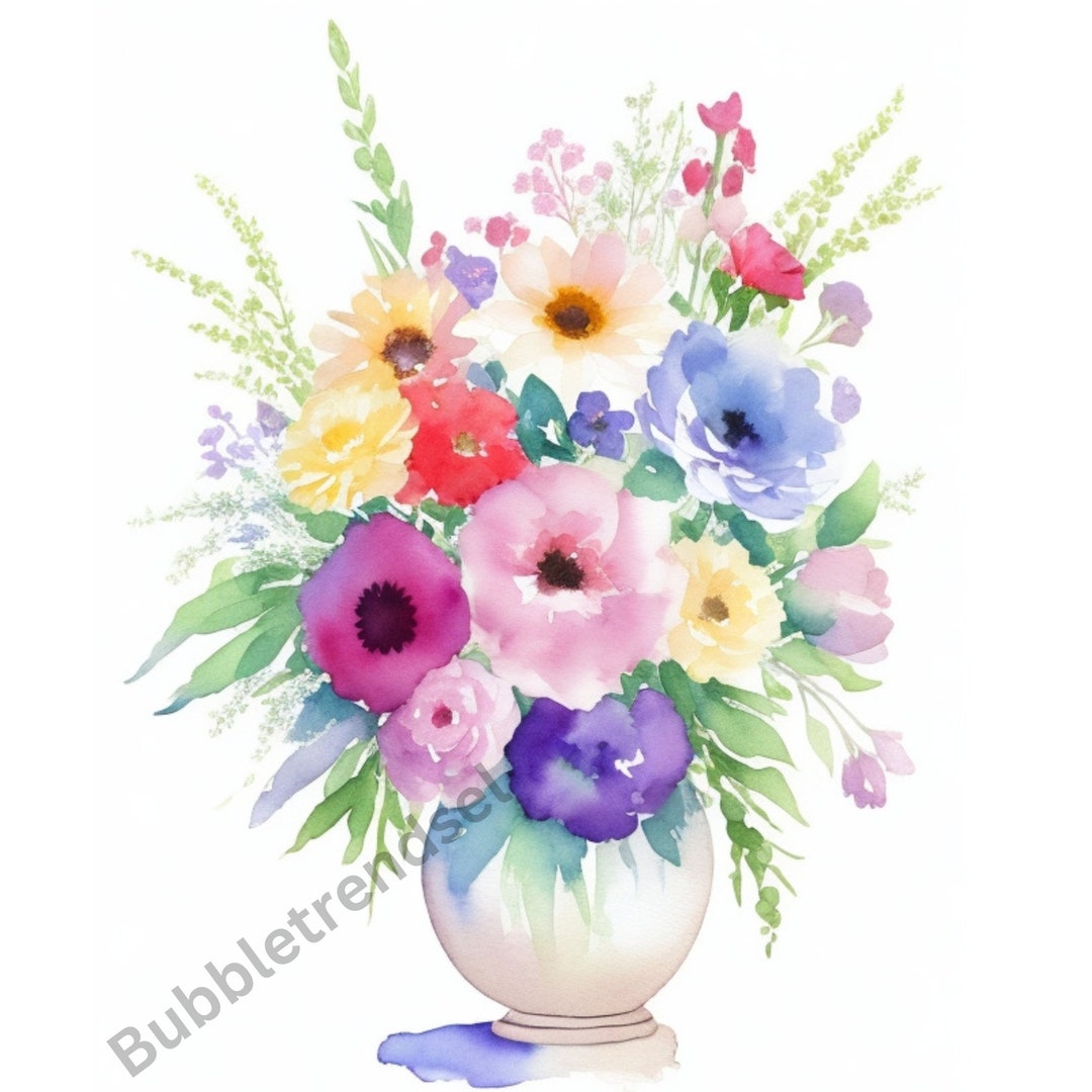 Vase of Flowers Clipart - Set of 11 High Quality Png - Digital Download ...