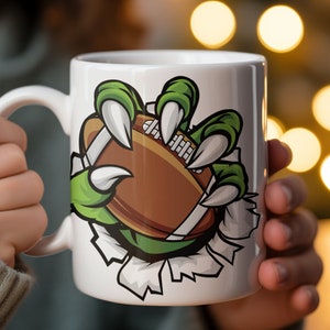 3D Cracked football Mug Wrap, 11oz And 15oz Mug Template, Mug Sublimation Design, Mug Wrap Template,Instant Digital Download PNG,transparent