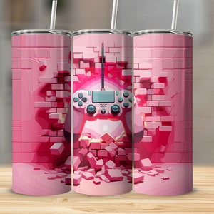 Videospielbecher 23, Controller Gamer 20 Unzen Skinny Tumbler Sublimation Design Digitaler Download PNG, NUR DIGITAL, Videospiel-Player