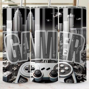 Video Gaming Tumbler 5, Gamer 20 oz Skinny Tumbler Sublimation Design Digitaler Download PNG, NUR DIGITAL, Videospiel-Player Tumbler Wrap