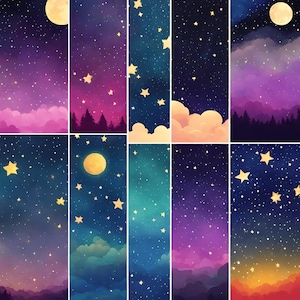 Ciel nocturne Texture Clipart, arrière-plans étoilés ciel nocturne, clipart jpg, illustration colorée, papier numérique étoiles de nuit, usage commercial