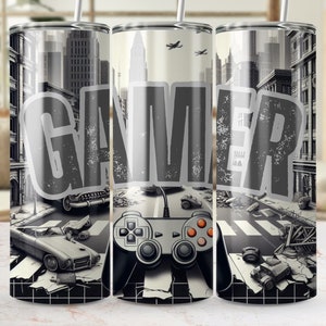 Video Gaming Tumbler 2, Gamer 20 Unze Skinny Tumbler Sublimation Design Digitaler Download PNG, NUR DIGITAL, Videospiel-Player Tumbler Wrap