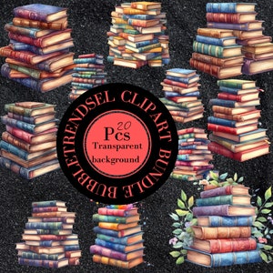 Watercolor Stack of Books Clipart,20 PNGs , Watercolor Books Clipart, Scrapbook Images, Collage Images, Digital Paper Craft, Commercial Use
