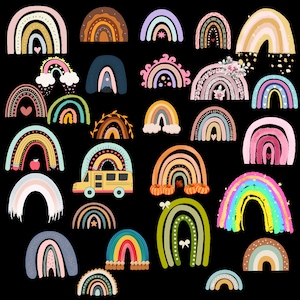Watercolor Pastel Rainbow Clipart Bundle - Digital PNG Graphics for Instant Download | Commercial Use | Rainbows Illustrations