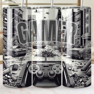 Video Gaming Tumbler 4, Gamer 20 Unze Skinny Tumbler Sublimation Design Digitaler Download PNG, NUR DIGITAL, Videospiel-Player Tumbler Wrap