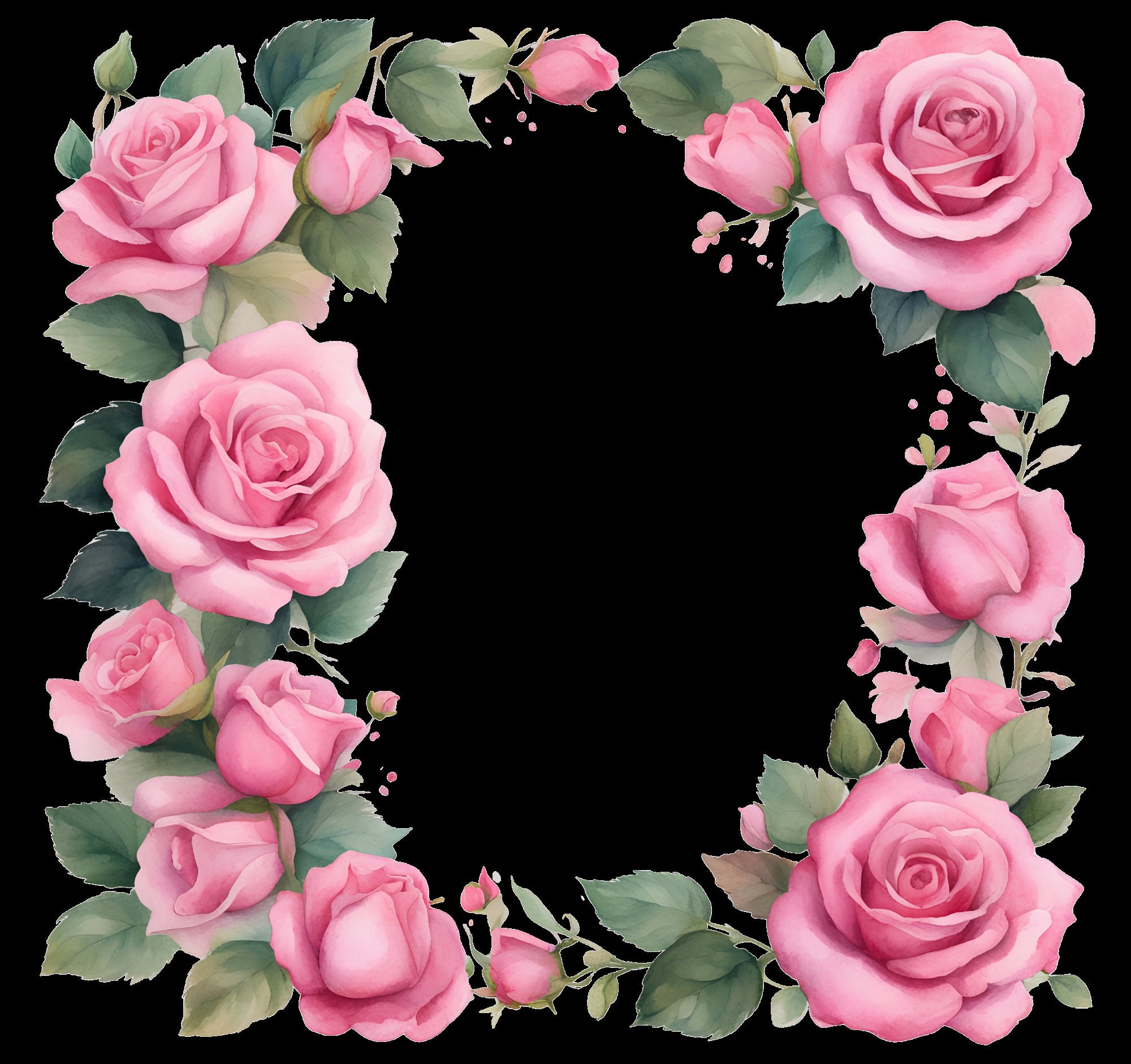 Pink Rose Flower Watercolor PNG Elegant Design for Invitations ...