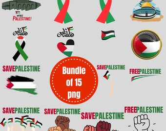 Free palestine, save palestine, gaza, Bundle of 15+ png file, transparent background