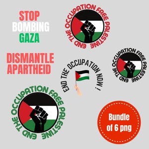 6 End Occupation Free Palestine, save palestine, gaza, Bundle of 6 png , transparent background