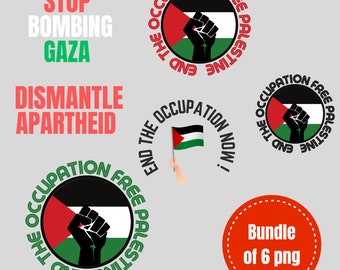 6 End Occupation Free Palestine, save palestine, gaza, Bundle of 6 png , transparent background