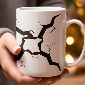 3D Cracked Wall Mug Wrap, 11oz And 15oz Mug Template, Mug Sublimation Design, Mug Wrap Template, Instant Digital Download PNG
