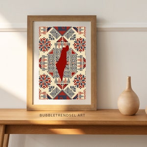 Palestine Tatreez Map Digital Wall Art Print