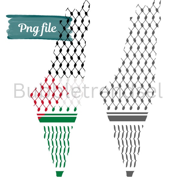 Keffiyeh In Shape of Palestine Map Outline png Digital File, Kufiya, palestine, tatreez