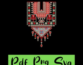Schöne palästinensische Tatreez-Design | SVG png pdf Tatreez Design | Palästinensische 2-Schichten-Design | Sublimationsdruck | Palästinensische Mode