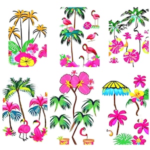Luau Clipart, Tropical Luau Clipart, Hawaiian Luau Clipart, Tiki Clipart, Summer Clipart, Beach, Flamingo, Hawaii, Hibiscus, Tropical,