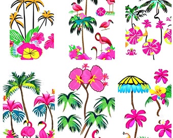 Luau Clipart, Tropical Luau Clipart, Hawaiian Luau Clipart, Tiki Clipart, Summer Clipart, Beach, Flamingo, Hawaii, Hibiscus, Tropical,