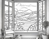 24 Minimalist Scenery Coloring Pages Adults,Coloring Boho Book,downloadable coloring pages,kids Printable Coloring Book,adult coloringpages