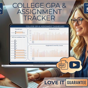 College GPA Tracker Spreadsheet Excel, Assignment & Grade Calculator, College Study Planner, Course Assignment Planner, Academic Organizer