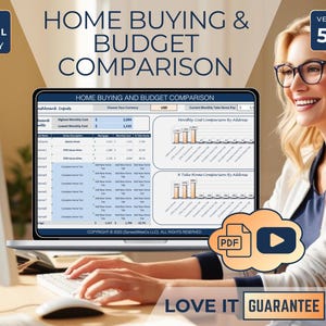 Home Budget Planner Spreadsheet Excel, Home Buying Guide, Real Estate Buyer Guide, Couples Budget, Insurance Tracker, First Time Home Buyer