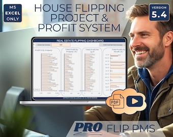 Premium House Flipping Spreadsheet Excel, Real Estate Investment, Property Management, ROI Calculator, Fix & Flip Planner, Renovation Tool
