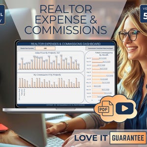 Realtor Expense & Commissions Tracker Spreadsheet Excel, Real Estate Agent Spreadsheet, Planning Calendar, Realtor Tax Deduction Tracker