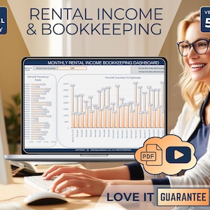 Rental Property Income Tracker Spreadsheet Excel, Rental Income Bookkeeping, Property Management & Cashflow, Landlord Expense Tracker