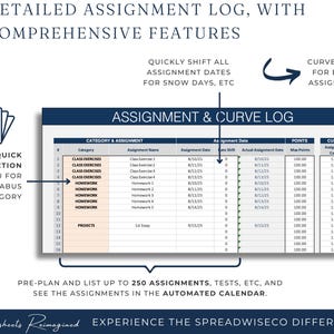 Premium Teacher Gradebook Spreadsheet Excel, Student Grade & Assignment Tracker, Classroom Planner, Assignment Calendar, Error-Proof Grading afbeelding 9