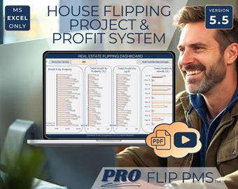 Premium House Flipping Spreadsheet Excel, Real Estate Investment, Property Management, ROI Calculator, Fix & Flip Planner, Renovation Tool