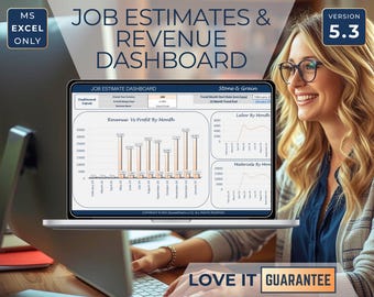 Job Estimate & Revenue Spreadsheet Excel, Contractor Template, Invoice Generator, Skilled Trades Template, Job Management, Profit Tracker