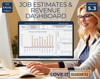 Job Estimate & Revenue Spreadsheet Excel, Contractor Template, Invoice Generator, Skilled Trades Template, Job Management, Profit Tracker