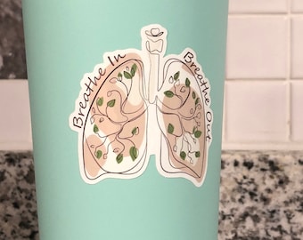 Lung Anatomy Sticker, Breathe In Breathe Out, Boho Meditation Decal